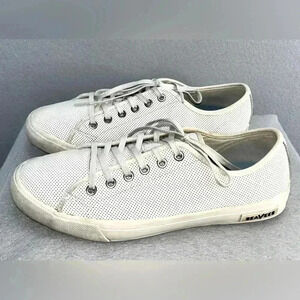 SeaVees Rare Leather Monterey Varsity Sneakers Mens waterproof vented white